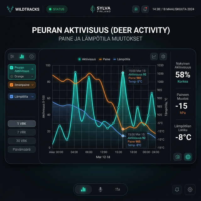 Peuran aktiivisuus vs. Ilmanpaine Data-analyysi